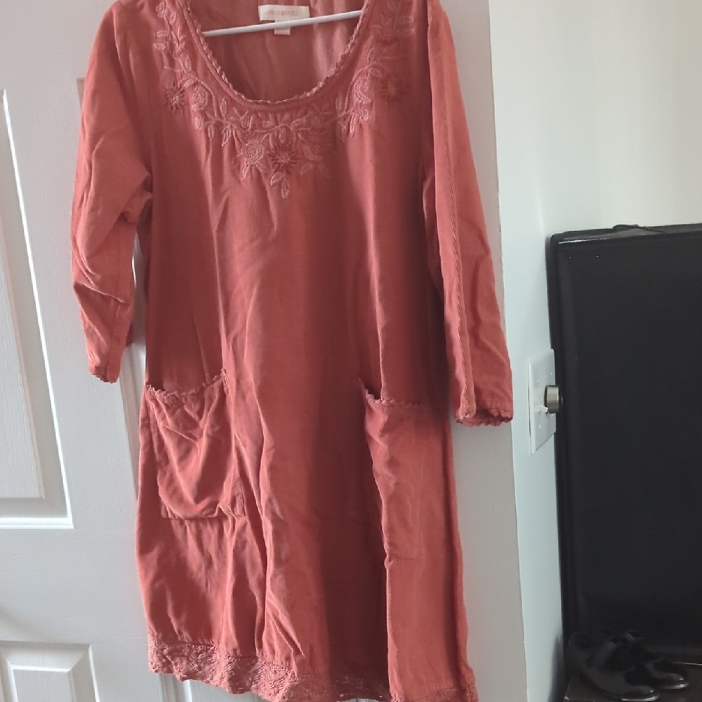 Rust Orange Embroidered Dress